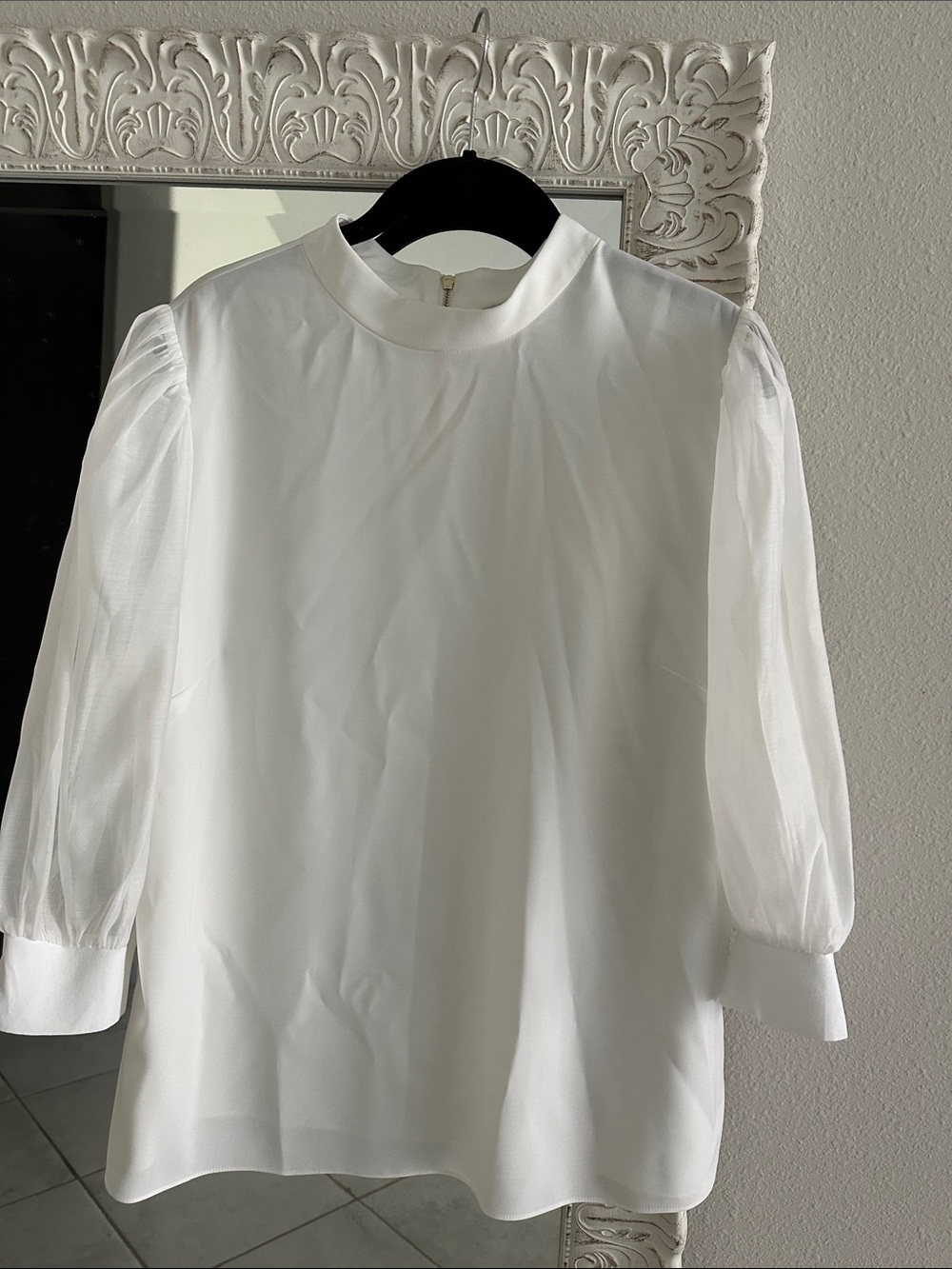 Ted Baker Micaeli Organza Volume Sleeve Sheer Puff-Sleeve Top